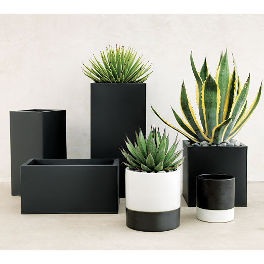 Blox Tall Charcoal Galvanized Steel Indoor/Outdoor Planters