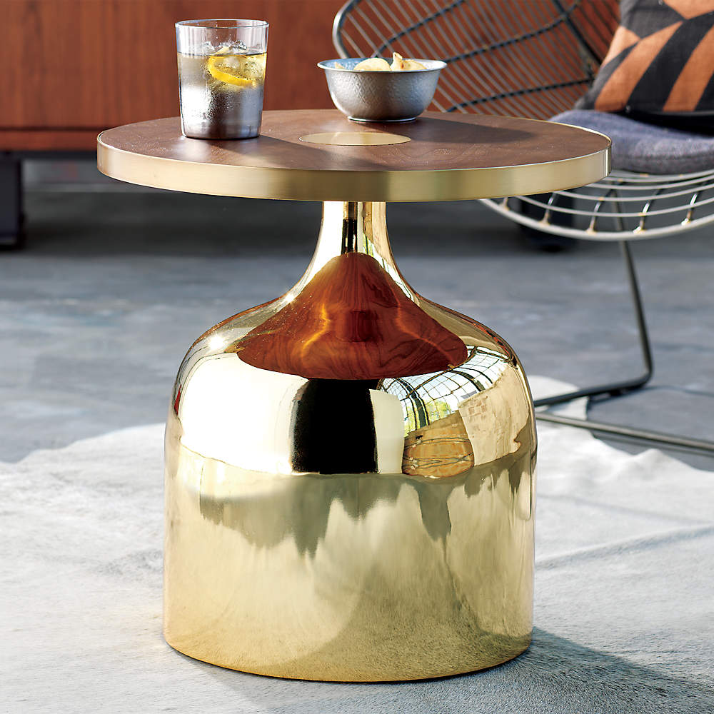 Bousaf Wood And Gold Side Table Reviews Cb2