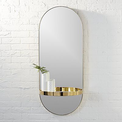 CB2 Caplet Oval Mirror With Shelf