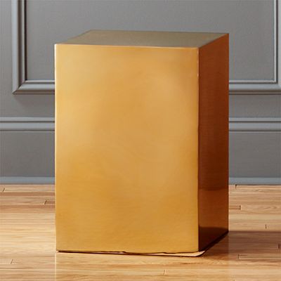 CB2 Gold Cube Side Table