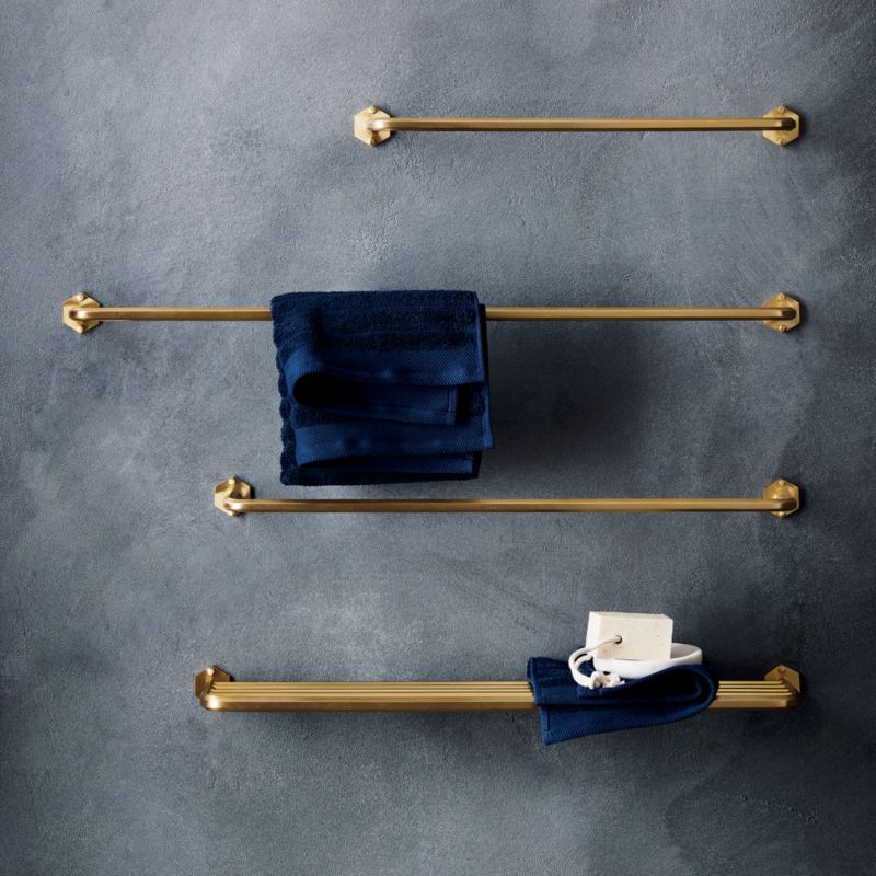 Hex Brushed Brass Towel Bar 18" - image 4 of 12