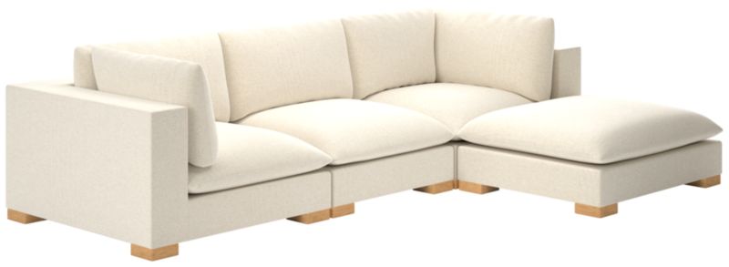 Deseo 4-Piece Modular L-Shaped White Performance Fabric Sectional Sofa