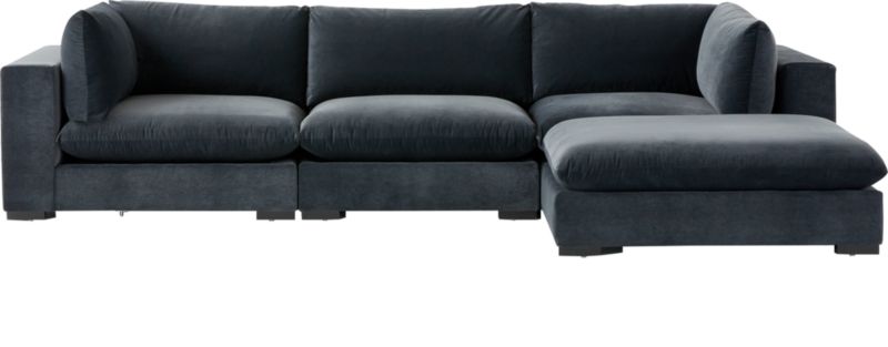 Deseo 4-Piece Modular Charcoal Grey Performance Velvet Sectional