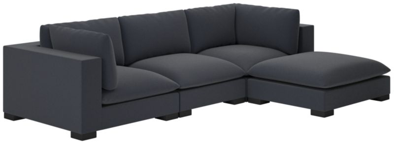 Deseo 4-Piece Modular Charcoal Grey Performance Velvet Sectional Sofa