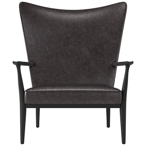 Pull-Up Bello Black Leather Lounge Chair by Paul McCobb