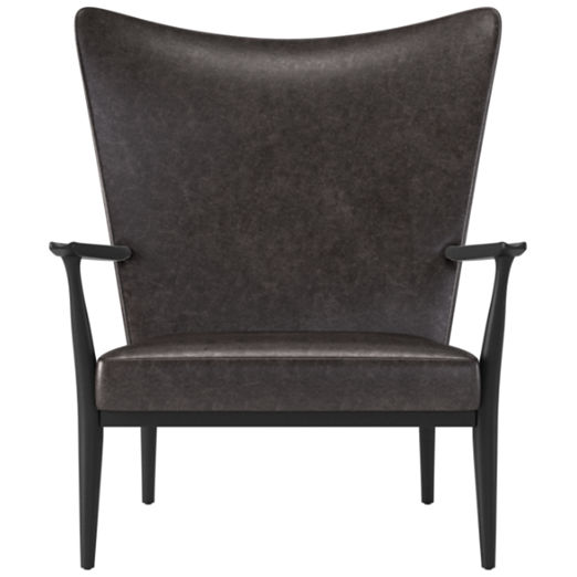 Pull-Up Bello Black Leather Lounge Chair by Paul McCobb