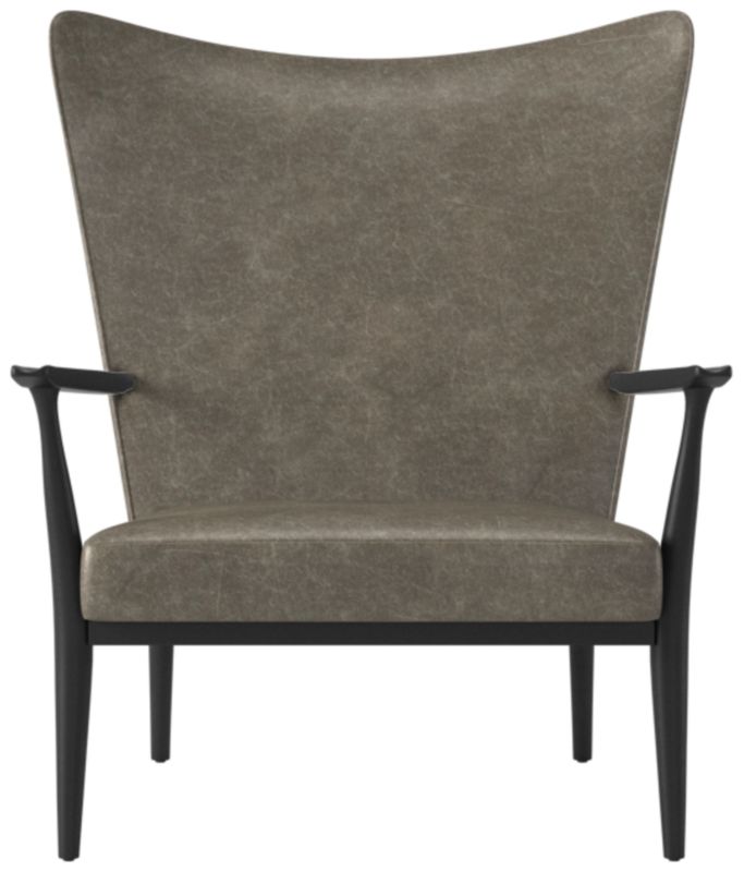 Pull-Up Bello Grey Leather Lounge Chair by Paul McCobb - image 0 of 8