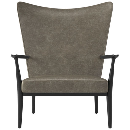 Pull-Up Bello Grey Leather Lounge Chair by Paul McCobb