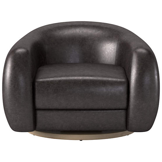 Laszlo Leather Swivel Chair Bello Black by Ross Cassidy