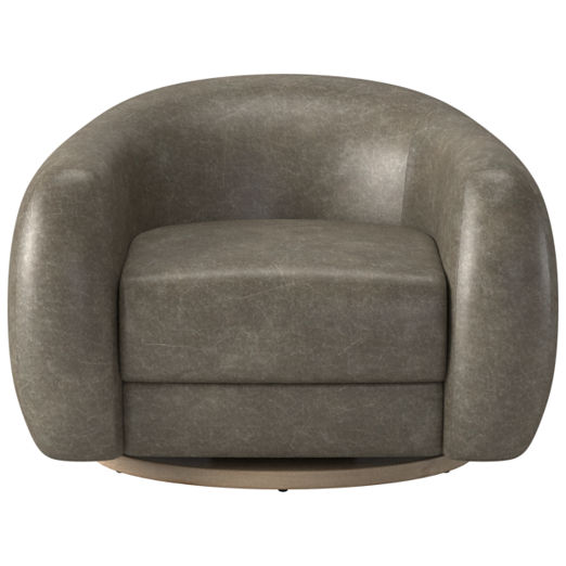 Laszlo Leather Swivel Chair Bello Grey by Ross Cassidy