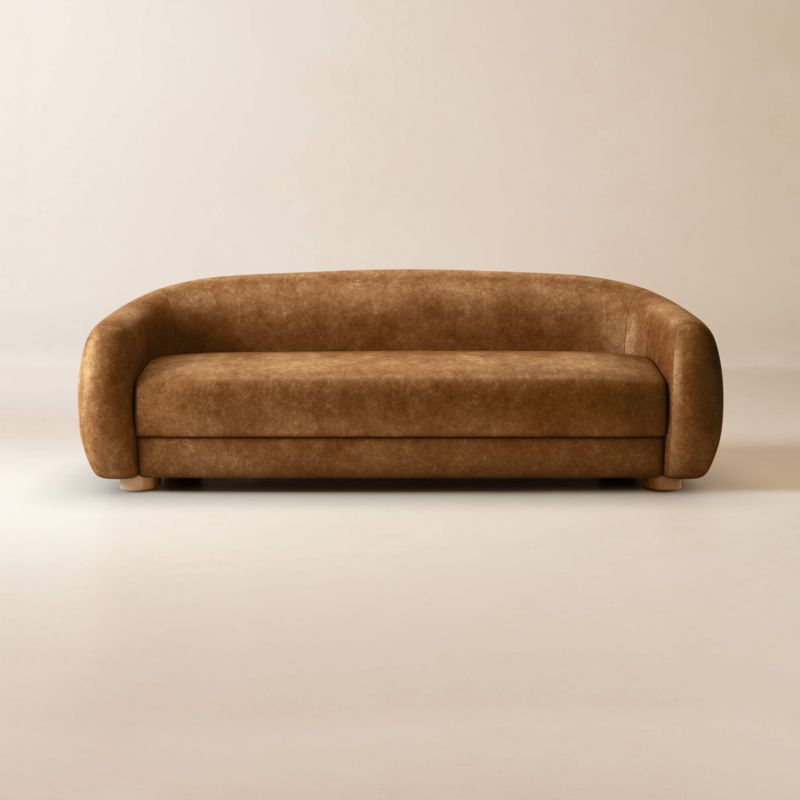 Laszlo 80" Leather Apartment Sofa Bello Saddle - image 0 of 3