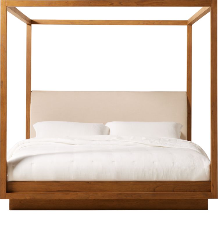 Clauson Warm White Canopy King Bed + Reviews CB2 Canada