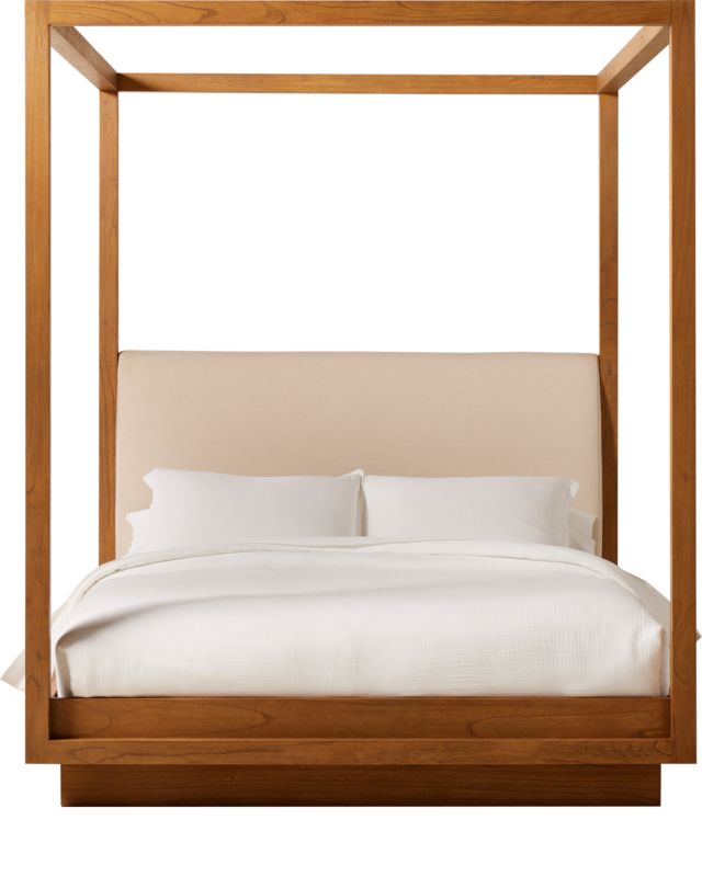 Clauson Warm White Canopy Queen Bed + Reviews CB2 Canada