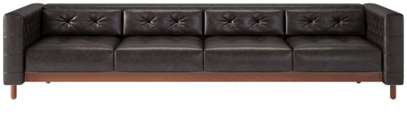 Marconi 105" 4-Seater Tufted Leather Sofa Bello Black by Gianfranco Frattini - image 0 of 9