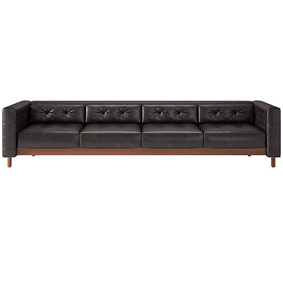 Marconi 105" 4-Seater Tufted Leather Sofa Bello Black by Gianfranco Frattini