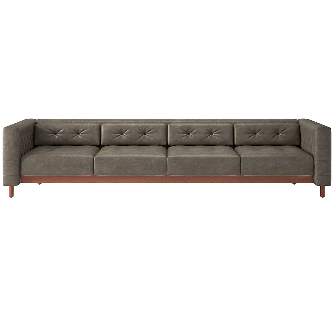 Savile Bello Grey Leather Tufted Sofa + Reviews CB2