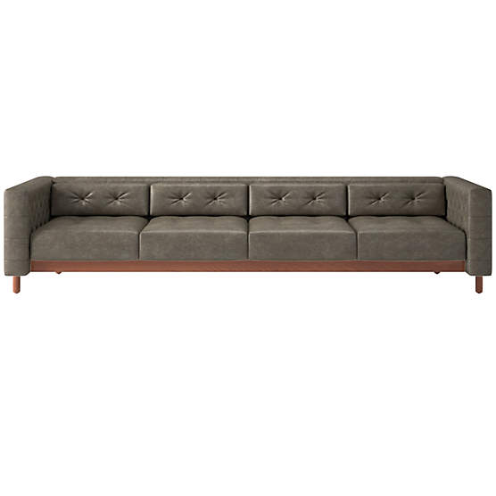 Marconi 4-Seater Tufted Leather Sofa Bello Grey by Gianfranco Frattini