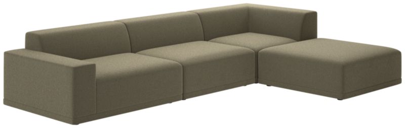 Faible 4-Piece Grey Velvet Sectional Sofa - Left-Arm