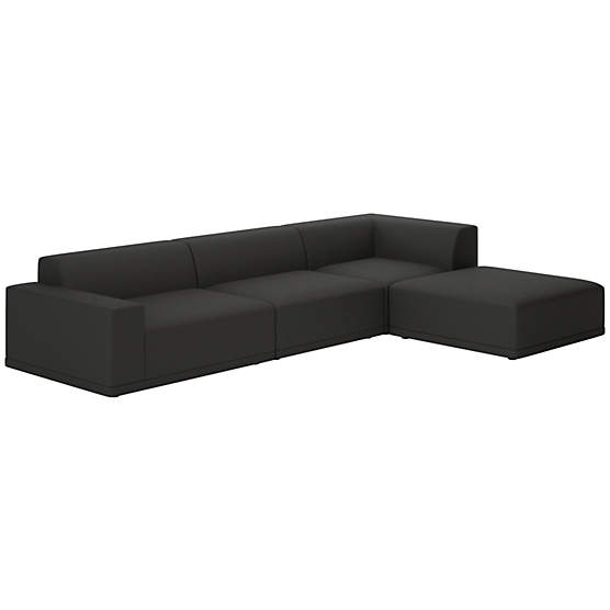 Faible 4-Piece Sectional Sofa with Left Arm Kanvas Ebony