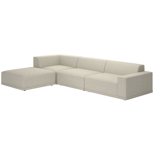 Faible 4-Piece Sectional Sofa with Right Arm Faux Sheepskin Natural