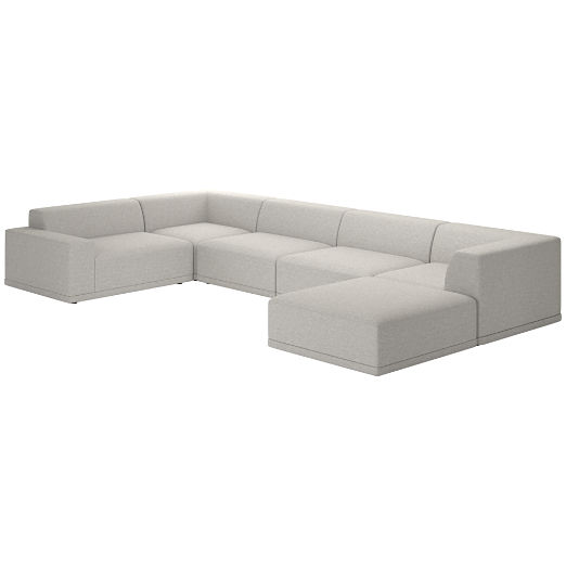 Faible 6-Piece Sectional Sofa with Left Arm Hatch Platinum