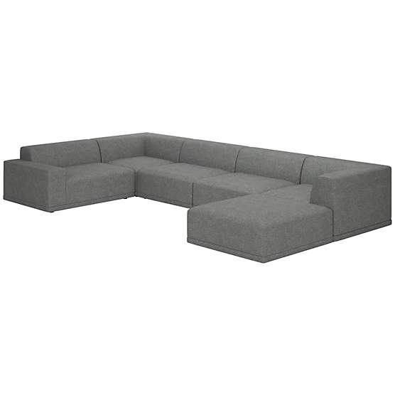 Faible 6-Piece Sectional Sofa with Left Arm Hatch Charcoal