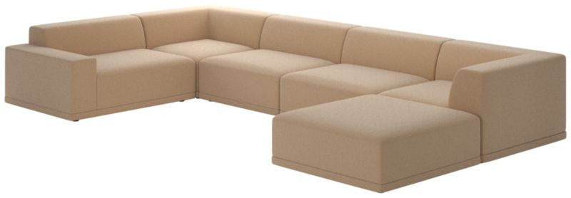 Faible 6 Piece U Shaped Wheat Performance Velvet Sectional Sofa with Left Arm Reviews CB2