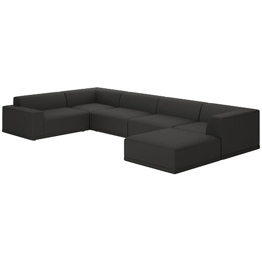 Faible 6-Piece Sectional Sofa with Left Arm Kanvas Ebony