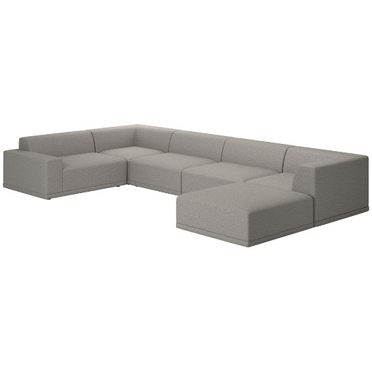 Faible 6-Piece Sectional Sofa with Left Arm Taylor Felt Grey