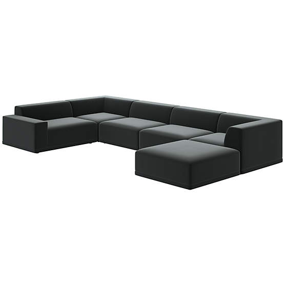 Faible 6-Piece Sectional Sofa with Left Arm Como Dark Grey