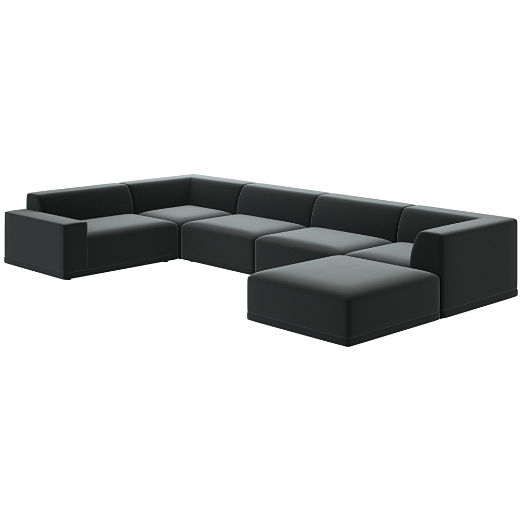 Faible 6-Piece Sectional Sofa with Left Arm Como Dark Grey