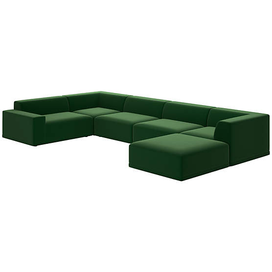 Faible 6-Piece Sectional Sofa with Left Arm Como Emerald