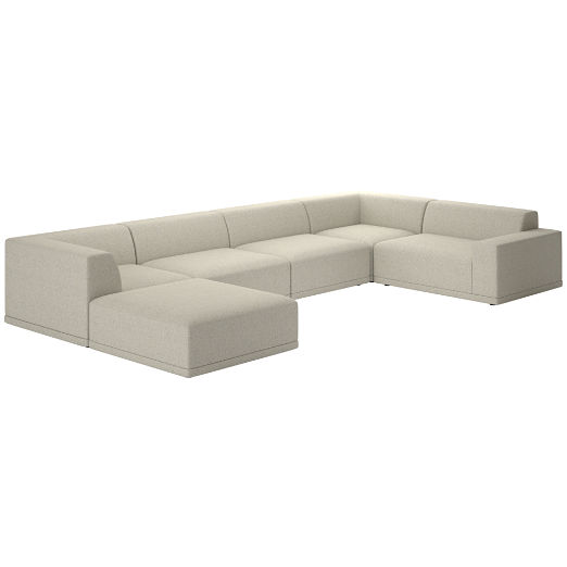 Faible 6-Piece Sectional Sofa with Right Arm Faux Sheepskin Natural