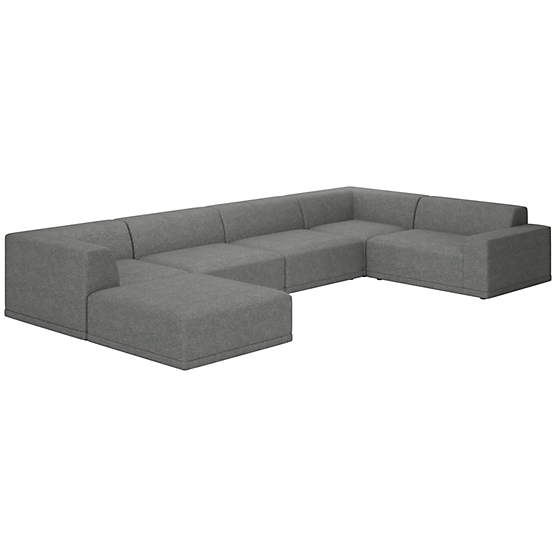 Faible 6-Piece Sectional Sofa with Right Arm Hatch Charcoal