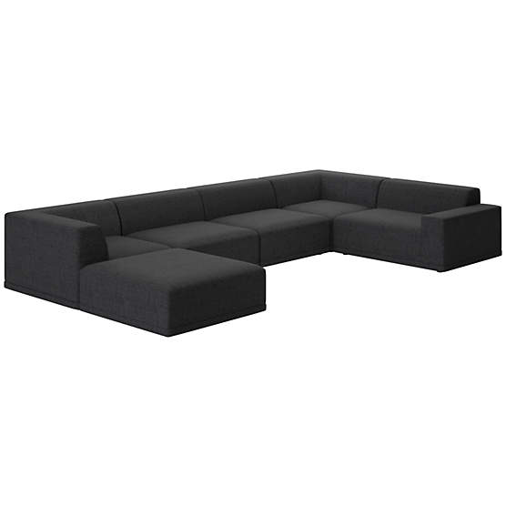 Faible 6-Piece Sectional Sofa with Right Arm Bloce Noir