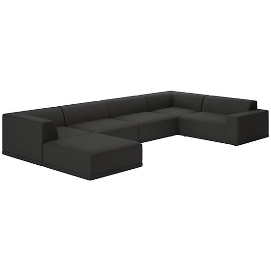 Faible 6-Piece Sectional Sofa with Right Arm Kanvas Ebony