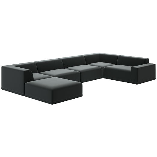 Faible 6-Piece Sectional Sofa with Right Arm Como Dark Grey