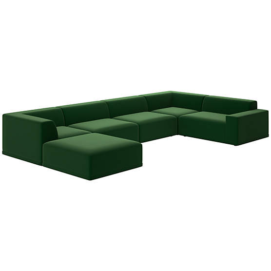 Faible 6-Piece Sectional Sofa with Right Arm Como Emerald