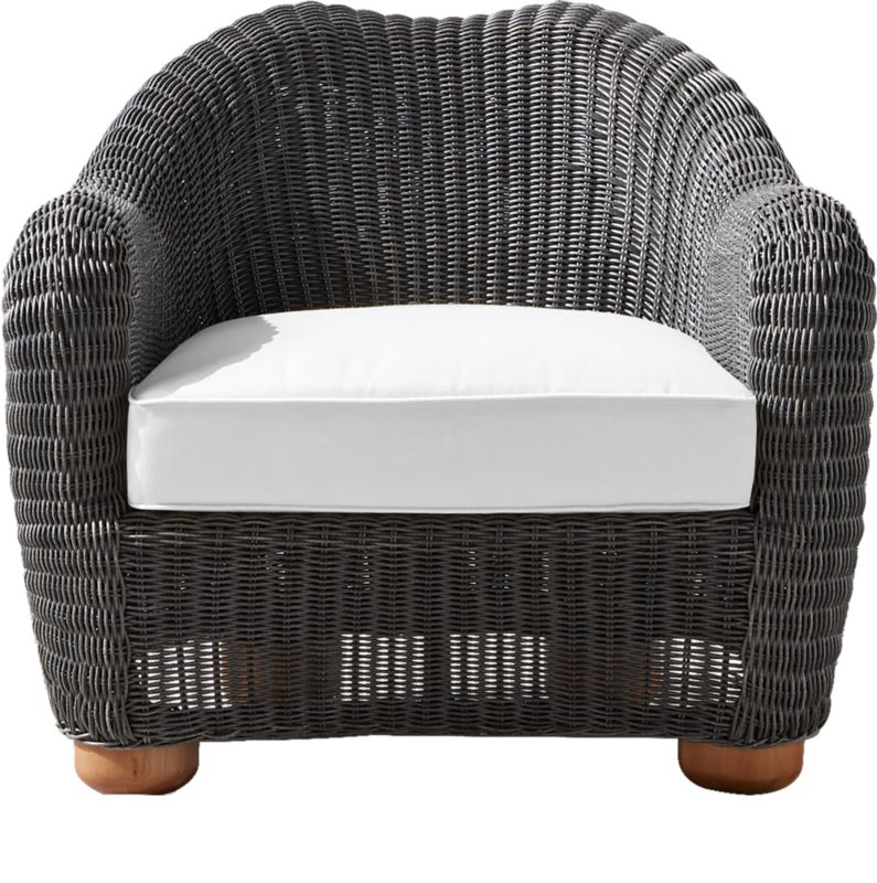 Bacio Charcoal Grey AllWeather Rattan Outdoor Lounge Chair with White