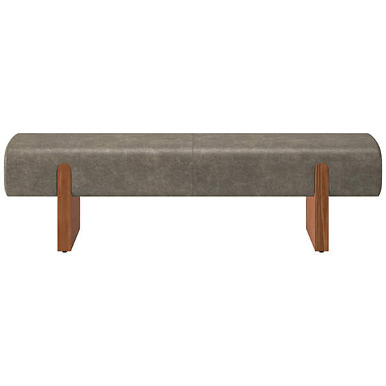 Socca Bello Grey Leather Bench 55"