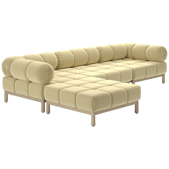 Sevigne 4-Piece Modular L-Shaped Sectional Sofa Luca Camel