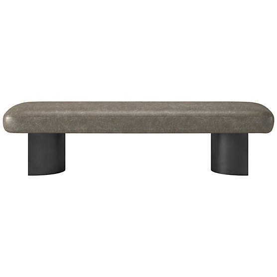 Argyle Bello Grey Leather Bench