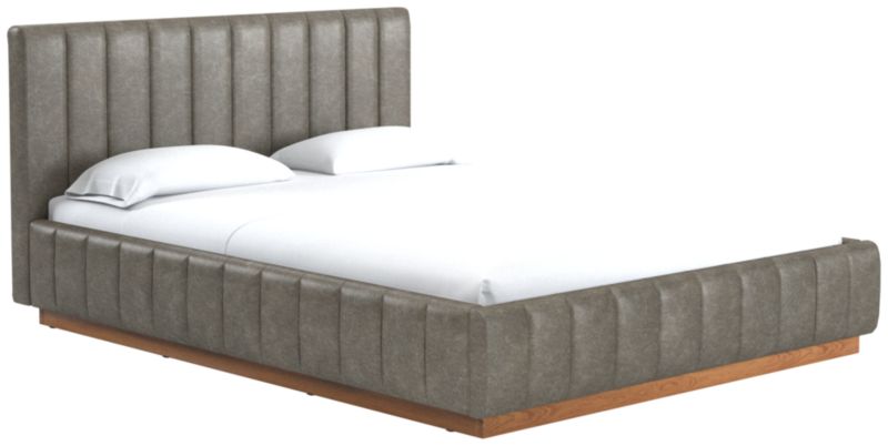 Forte Bello Grey Leather Queen Natural Bed - image 0 of 3