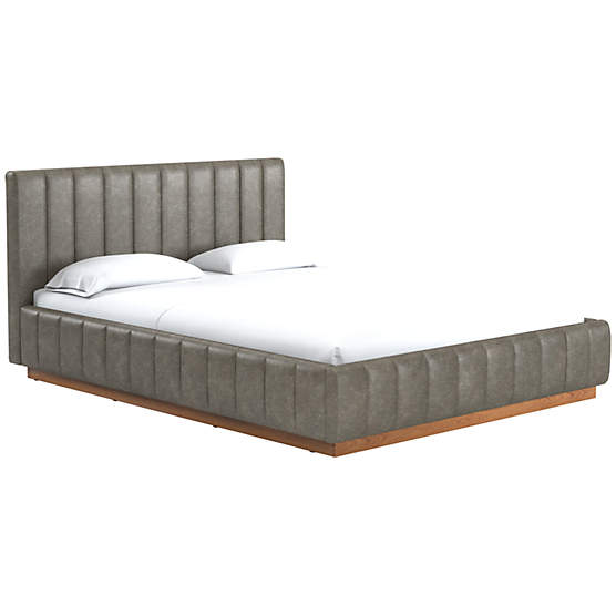 Forte Bello Grey Leather Queen Natural Bed