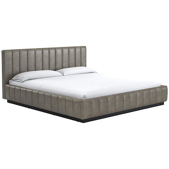 Forte Bello Grey Leather King Black Bed