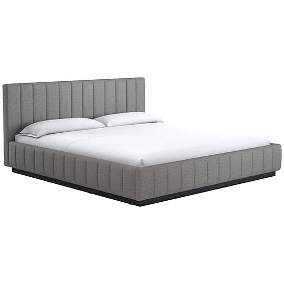 Forte Taylor Felt Grey King Black Bed