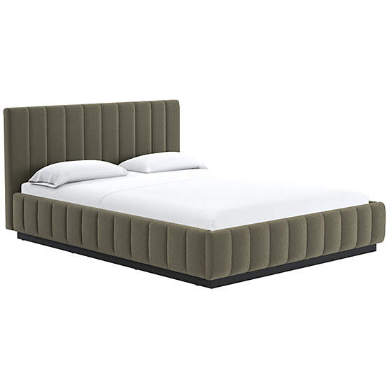 Forte Queen Bed with Black Base Coverlet Otter