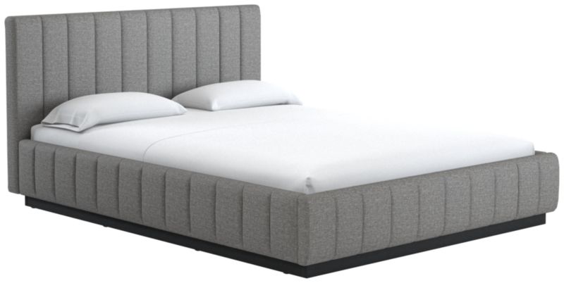 Forte Taylor Felt Grey Queen Black Bed - image 0 of 2