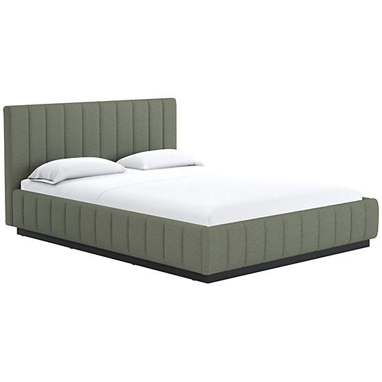 Forte Queen Bed with Black Base Artisan Moss