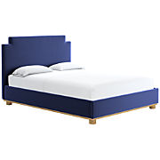 Plaza Warm White Upholstered Queen Bed